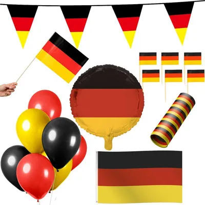 Produktbild von Deutschland Party Deko Set 74 tlg. Partyset Partydeko schwarz rot gold Fussball EM WM