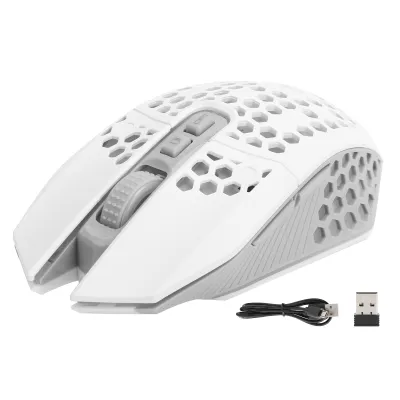 Obrázok produktu pre Tichá nabíjacia myš Bezdrôtová RGB svietiaca dutá herná 2,4 GHz Počítačové potreby X801 biela