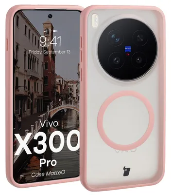 Produktbild von Handyhülle mit Magnetring für Vivo X300 Pro, Bizon Case MatteO, Getönt-Hellrosa