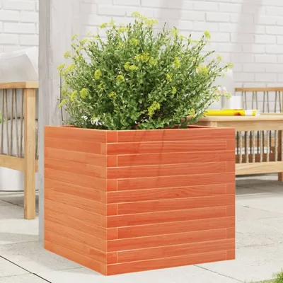 Image de Maison Exclusive - Bac à plantes brun cire 50x50x45,5 cm Bois massif Pin