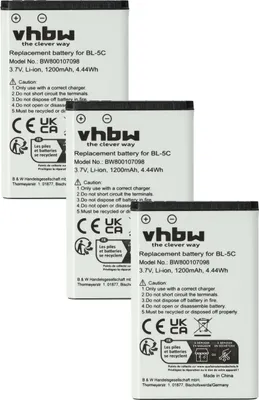 Produktbild von vhbw 3x Akku Ersatz für Funktel A051 für Handy Smartphone Telefon (1200 mAh, 3,7 V, Li-Ion)