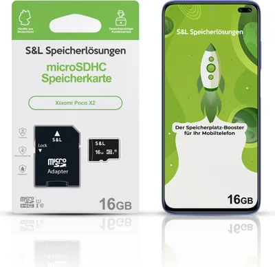 Produktbild von microSD Speicherkarte S&L für Xiaomi Poco X2 - Speicherkapazität: 16 GB