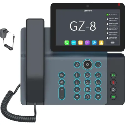 Produktbild von Gequdio High-End IP Telefon GZ-8 mit Netzteil mit Touchdispl