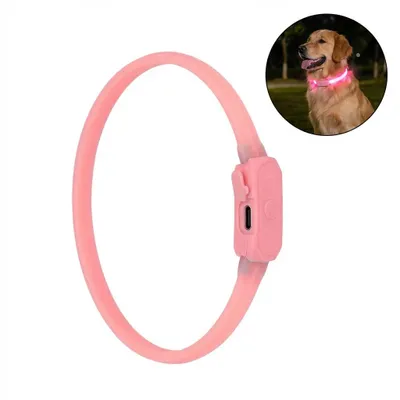 Produktbild von LED Leuchthalsband für Hunde Type-C USB Aufladbar Silikon Rosa Zuschneidbar M