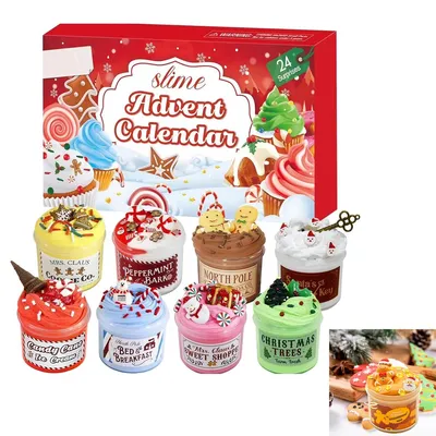Produktbild von Kinder-Adventskalender Kuchen-Edition,DIY-Slime-Set mit 8 Slimes und 16 coolen Accessoires, perfekte Weihnachtsüberraschung für Jungen und Mädchen