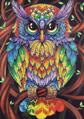 Produktbild von Blaue Eule Diamantstickerei 30x40 cm