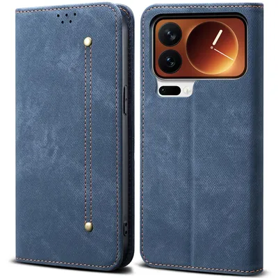 Produktbild von Leder Hülle für Xiaomi 17 Pro Max, Brieftasche Flip Bookstyle Schutzhülle mit Standfunktion Blau