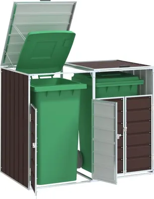 Produktbild von Möbel Mülltonnenbox für 2 Tonnen Braun 144x81x113 cm Stahl - Mülltonnenboxen 4006178