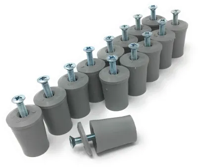 Produktbild von jkhandel Anschlagpuffer Stopper für Rollladen 30 mm grau mit Scheibe und Schraube - Set 14 Stück -