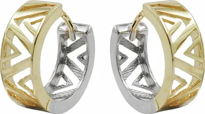 Produktbild von Creole Ohrring 13x5mm Klappscharnier bicolor Gelbgold und Weißgold 9Kt GOLD gold 13x5mm