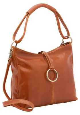 Image de Sac bandoulière pour femmes, en cuir véritable, avec une bandoulière amovible. Fabriqué à la main en Italie