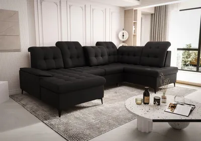 Produktbild von Ecksofa U 343 cm Rechts Schwarz Kunstleder Kongo RBN17