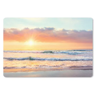 Produktbild von MuchoWow® Schreibtischunterlage Wellen - Sonnenuntergang - Ozean 60x40 cm - XXL Mauspad - Großes Mauspad