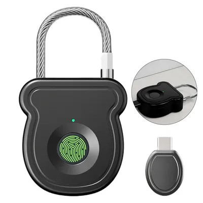 Produktbild von Fingerabdruck Türschloss,Intelligentes Vorhängeschloss,USB Typ-C Wiederaufladbar,0,5s Schnellöffnung,für Spinde im Fitnessstudio, Gepäck, Rucksäcke