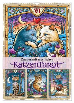 Produktbild von Zauberhaft mystisches Katzentarot (Wandkalender 2027 DIN A3 hoch), CALVENDO Monatskalender