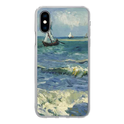 Produktbild von MuchoWow® Handyhülle Schutzhülle Hülle für iPhone X Meereslandschaft bei Les Saintes-Maries-de-la-Mer - Vincent van Gogh Silikon Softcase Handy Hülle - Handyhülle