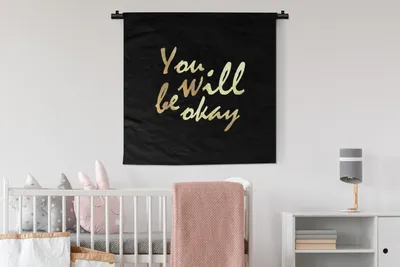 Produktbild von MuchoWow® Wandteppich Wandbehang Zitat - Motivation - Gold - Schwarz 90x90 cm Tapisserie Dekoration Wandtuch - Wandaufhänger