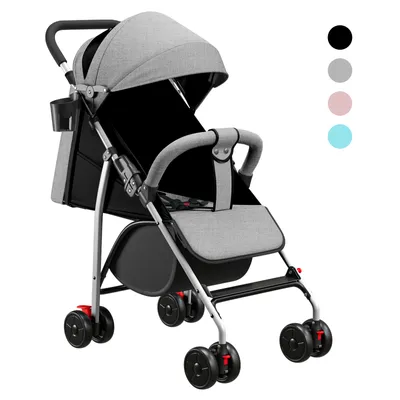 Produktbild von Kinderwagen kinderbuggy klappbar Sportwagen Inkl. Sonnen- und Regenverdeck Grau