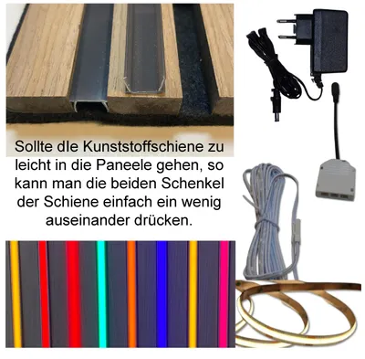 Produktbild von 3894 LED Leuchte Kunststoff Schiene schwarz 50cm + Netzteil BLAU