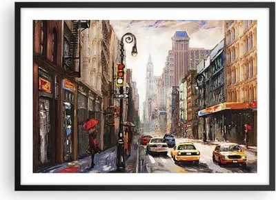 Produktbild von Gerahmtes Poster - Schwarzer Rahmen - New York Aquarell - 70x50 cm - Wand Bild - Wanddeko - Wandbilder - Kunstposter - Wandposter - Bilderrahmen - Bilder - Kunstdruck - P2BAA70x50-4590