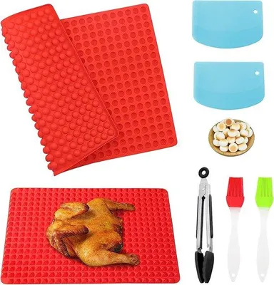 Obrázok produktu pre Silikónová podložka na pečenie psích sušienok, 2-dielna, červená, 1 cm