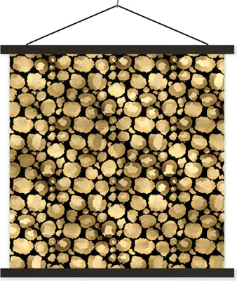 Produktbild von MuchoWow® Textilposter Muster - Pantherdruck - Gold 40x40 cm mit schwarzem Rahmen - Fotos