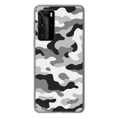 Produktbild von MuchoWow® Handyhülle Schutzhülle Hülle für Huawei P40 Pro Schwarz-weißes Camouflage-Muster Silikon Softcase Handy Hülle - Schutz