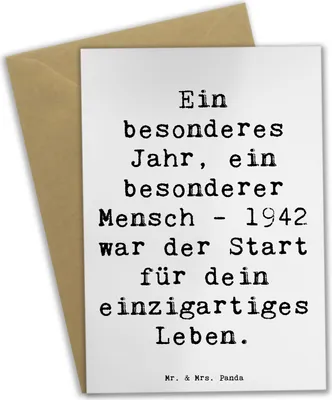 Produktbild von Mr. & Mrs. Panda valentinstagskarte Spruch 1942 Geburtstag - Weiß - Geschenk, osterkarte, Happy Birthday, osterkarten, weihnachtskarten, Alter, einladungskarten, Jahrgang
