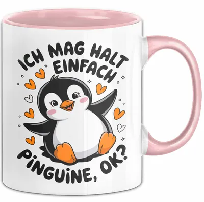 Produktbild von Pinguin Tier Tasse Geschenk Lustige Geschenkidee Spruch Ich Mag Halt Einfach Pinguine (Rosa)