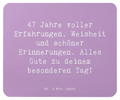 Produktbild von Mr. & Mrs. Panda Mouse Pad Spruch 47. Geburtstag - Lavendeltraum - Geschenk, Mauspad, Unvergessliche Momente, Happy Birthday, laptop mousepad, jedes Jahr, Glückwünsche