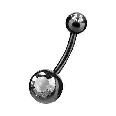 Produktbild von Taffstyle Bauchnabelpiercing Bauchnabelpiercing Stecker Schwarz Doppel Zirkonia Kristall, Clear