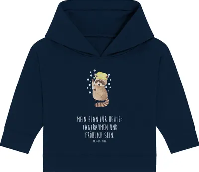 Produktbild von Mr. & Mrs. Panda Organic Baby Hoodie Waschbär 24. - 36. Monat - French Navy - Geschenk, Kapuzenshirt, Fröhlich, Plan, Tagträumen, Kapuzensweatshirt, Lustige Sprüche