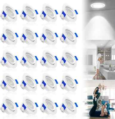 Productafbeelding van ACXIN 5W LED inbouwspots, set van 20 stuks. Aluminium inbouwspots voor badkamer, keuken, woonkamer en slaapkamer (koelwit)