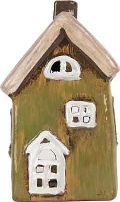 Immagine prodotto di Clayre & Eef Portacandele House 9x7x15 cm in Vetroceramica verde