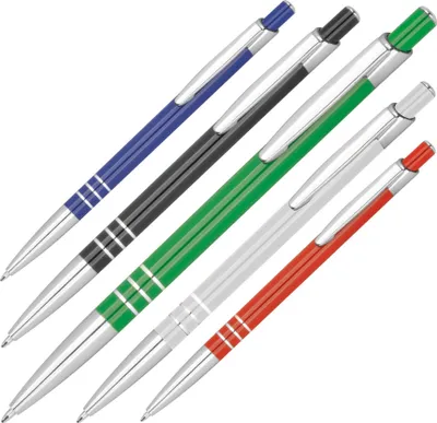 Produktbild von 5x Schlanker Kugelschreiber aus Metall / 5 Farben