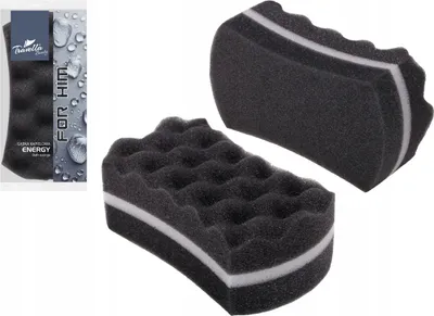 Zdjęcie produktu dla Gąbka Kąpielowa Ravi Energy For Him Czarno-Biała 17X10X7 Cm