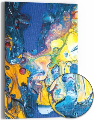 Produktbild von DEQOART Hybrid Leinwand Bild 60x90 cm 'Ozeanische Harmonie' Wandbild Glas flach modern