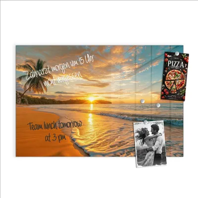 Produktbild von Magnettafel 60x40cm Pinnwand Whiteboard beschreibbar - Sonnenuntergang Strand