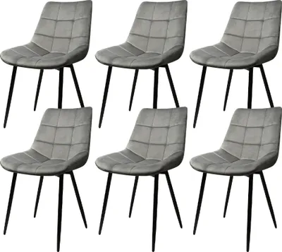 Produktbild von 6er Set Esszimmerstühle Küchenstuhl Polsterstuhl Wohnzimmerstuhl aus Samt mit Rückenlehne Hellgrau