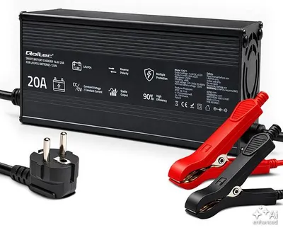 Productafbeelding van Qoltec oplader voor LiFePO4-batterijen, 12V, 20A, met een vermogensfactor van 0,9