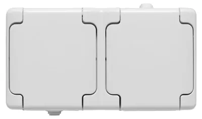 Produktbild von BRYZA Hermetische Doppelsteckdose mit/mit IP54 mit Klappe, weiß, 180436