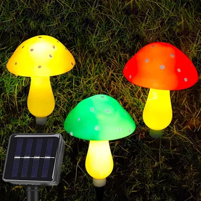 Solar-Pilz-Lichterkette, 3er-Set, LED, 3 m, für Außen