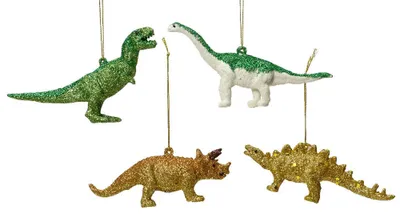 Produktbild von Christbaumschmuck Dinosaurier 4 Stück Christbaumanhänger Dino Christbaumfigur