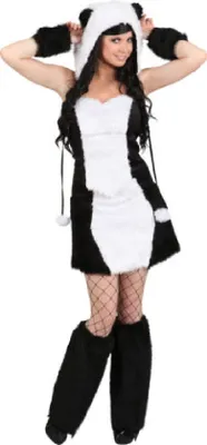 Produktbild von O9744-36-38-A schwarz-weiß Damen Pandabär Kostüm-Kleid Gr.36-38