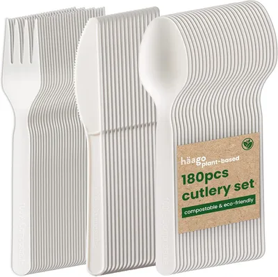 Produktbild von Besteckset 180-teilig, wiederverwendbar, weiß, für Party