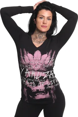 Immagine prodotto di Yakuza Donna Afraid Slim Maglietta a maniche lunghe, Nero, XXL