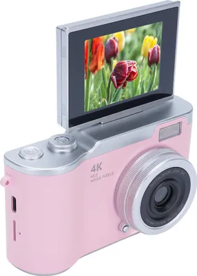 Obrázek produktu pro Digitální kamera, 1080P high Brave 48mp mini kamera, 8x zoom, počasí pedos od 2,4 palce, led displej s komfortem (Light red)