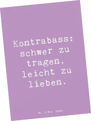Produktbild von Mr. & Mrs. Panda Postkarte Spruch Kontrabass Liebe - Lavendeltraum - Geschenk, Fotokarte, Musiker, Grußkarte, Jazzband, Jazzbands, Postkarten, Lernen, Sinfonieorchester