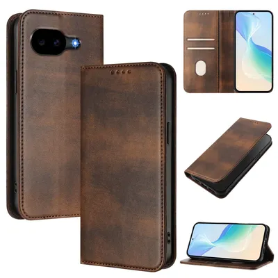 Produktbild von Handyhülle für Google Pixel 11A, Vintage Leder RFID Schutz Kartenfach Standfunktion Magnetische Klapphülle Braun