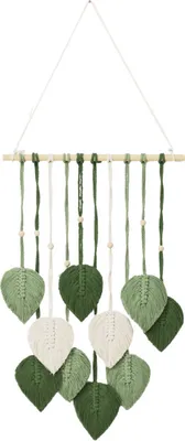Produktbild von Blatt-Makramee-Wandteppich, böhmisches Wandbehang-Ornament, handgefertigt, Makramee, Heimdekoration für Wohnzimmer, Schlafzimmer, Flur
